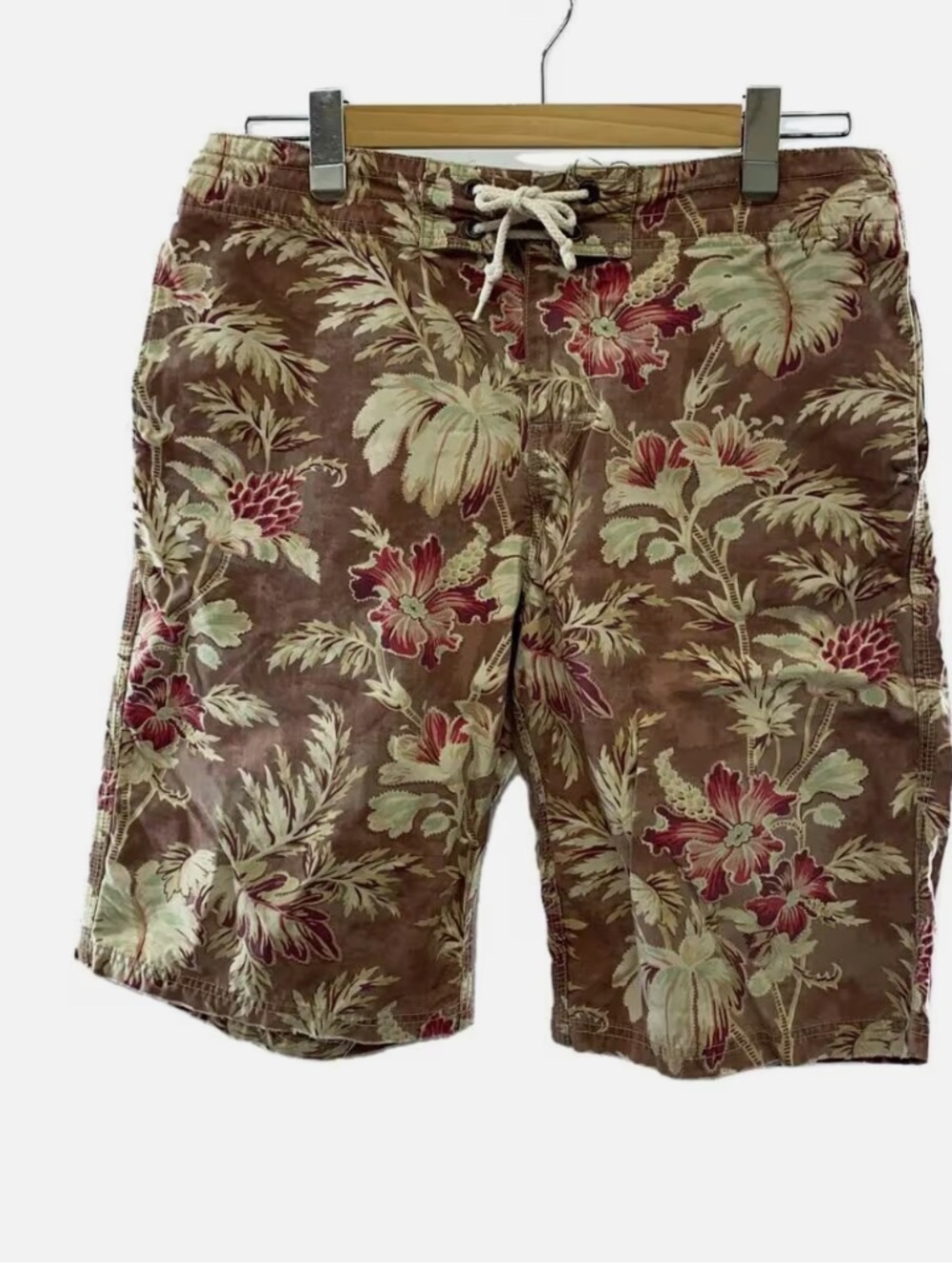 RRL Ralph Lauren Aloha Floral Swim Trunks Shorts Drawstring Nylon Twill Size 34